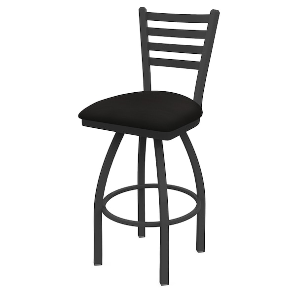 36" Swivel Bar Stool, Pewter Finish, Canter Espresso Seat